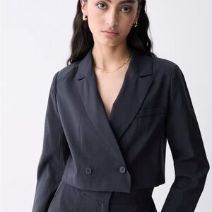 DÈLUC Caterina Navy Cropped Blazer Double Breasted NWT Small